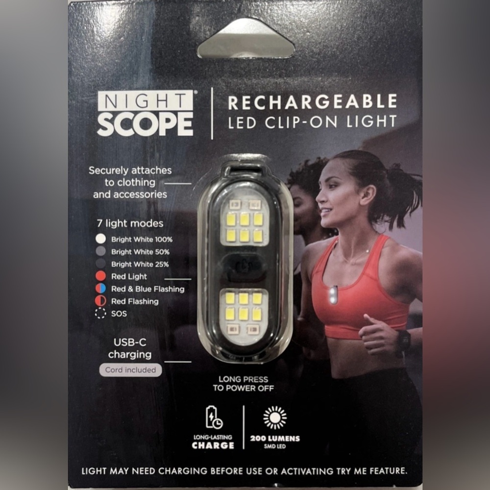 New Night Scope Rechargeable LED Clip on Light - Black